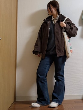 「アイテム（ポロシャツ）」を使った、yoriri00さん（レディース・166cm）の冬コーディネート