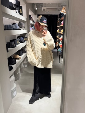 「BRIXTON（ブリクストン）のアイテム（キャップ）」を使った、ｺﾏさん（レディース・167cm）の冬コーディネート