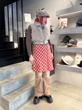 「アイテム（ハンチング/ベレー帽）」を使った、ｺﾏさん（レディース・167cm）の秋コーディネート