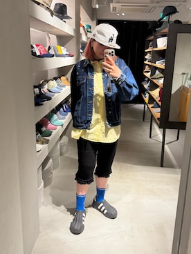 「アイテム（キャップ）」を使った、ｺﾏさん（レディース・167cm）の春コーディネート