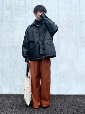 「MONO-MART（モノマート）のアイテム（ブルゾン、ブラック系）」を使った、gohkiさん（メンズ・168cm）の冬コーディネート