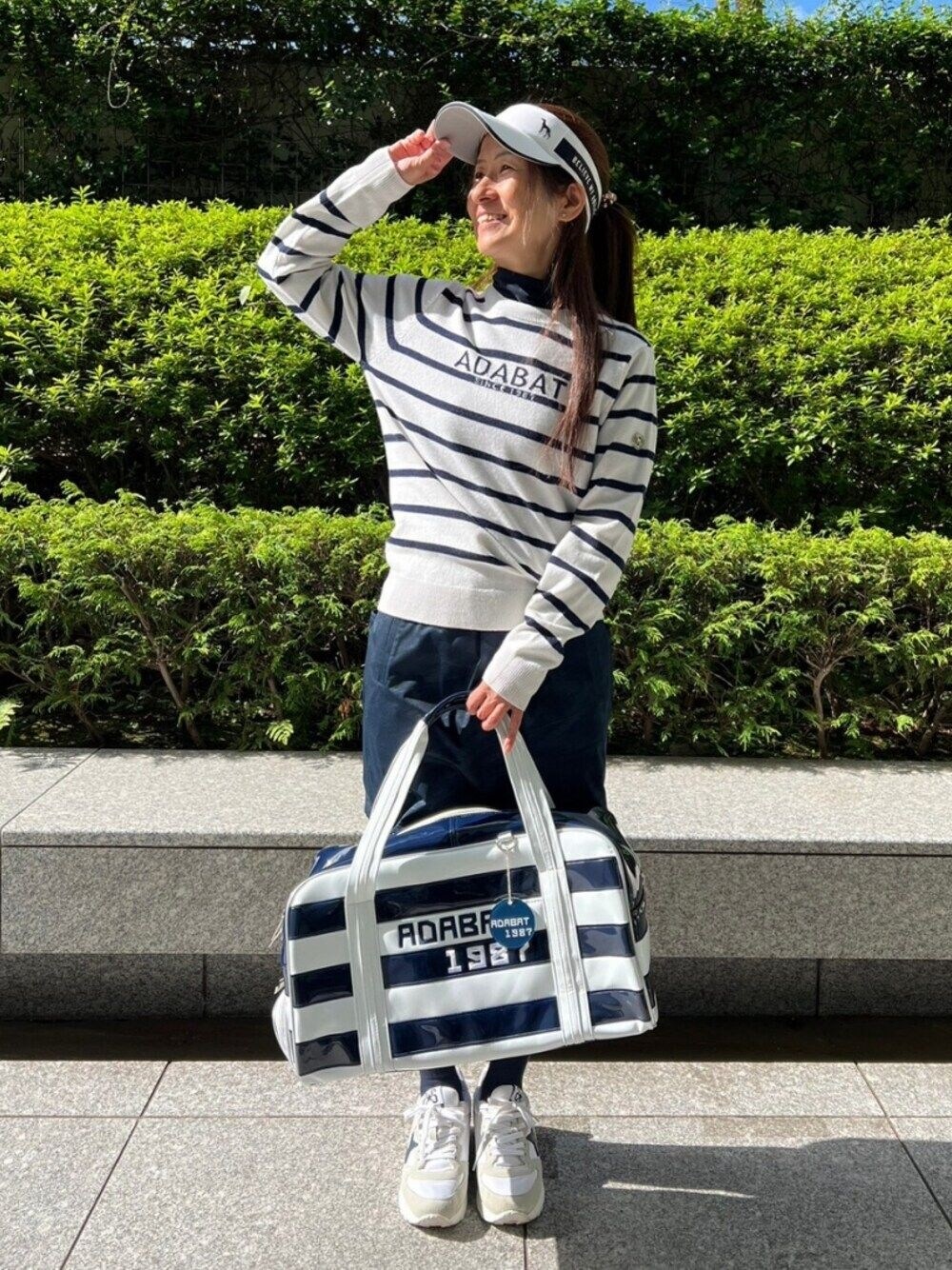 ☆未使用　アダバット　adabat　男女可　スポーティ・デザイン　合皮×合繊素材　紺白赤　ゴルフバッグ 楽天市場】アダバット レディース（キャディバッグ｜バッグ