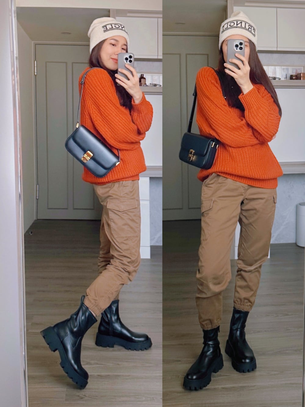 「A.P.C.のアイテム（ショルダーバッグ、ブラック系）」を使った、smallx2さん（レディース・165cm）の冬コーディネートの1枚目の写真