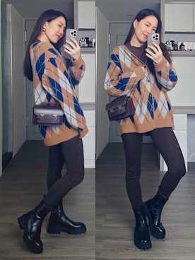 「PULL&BEAR（プルアンドベア）のアイテム（ブーツ）」を使った、smallx2さん（レディース・165cm）の冬コーディネート