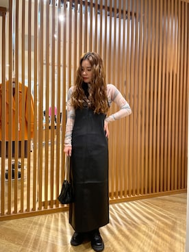「レザーワンピース」｜mayuさん（レディース・154cm）の秋コーディネート