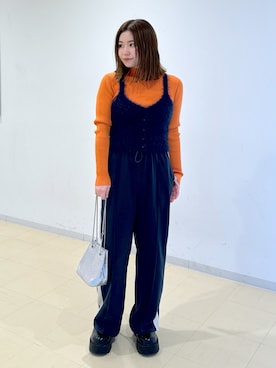 「春カラー」｜「アイテム（その他トップス）」を使った、mayuさん（レディース・154cm）の冬コーディネート