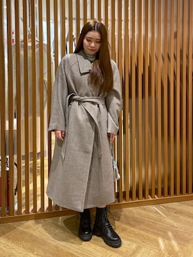 「春カラー」｜「アイテム（ステンカラーコート）」を使った、mayuさん（レディース・154cm）の冬コーディネート