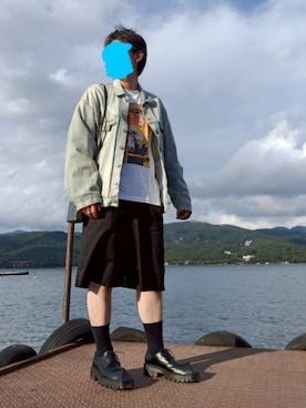 「アイテム（デニムジャケット）」を使った、内気なカンガルーさん（メンズ・182cm）の秋コーディネート