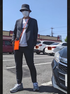 「green label relaxing（グリーンレーベルリラクシング）のアイテム（帽子）」を使った、内気なカンガルーさん（メンズ・182cm）の秋コーディネート
