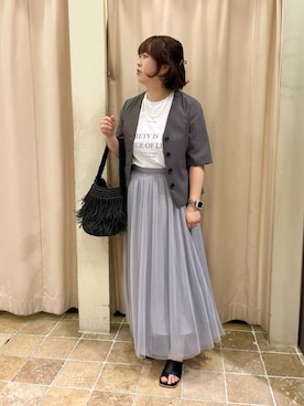 「Te chichi（テチチ）のアイテム（ノーカラージャケット）」を使った、saori🐿️さん（レディース・157cm）の春コーディネート