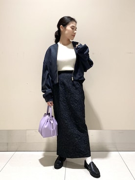 「ラベンダー」｜「アイテム（ブルゾン）」を使った、eriさん（レディース・149cm）の冬コーディネート