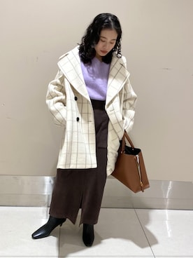 「ROPÉ」｜「アイテム（チェスターコート）」を使った、eriさん（レディース・149cm）の冬コーディネート