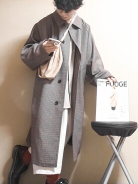 Gu ジーユー のステンカラーコート ベージュ系 を使ったメンズ人気ファッションコーディネート Wear