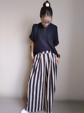 「アイテム（バングル/リストバンド、ブラウン系）」を使った、namilunaさん（レディース・166cm）の夏コーディネート
