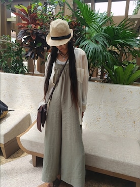 「トングサンダル」｜「アイテム（オールインワン・サロペット）」を使った、namilunaさん（レディース・166cm）の夏コーディネート