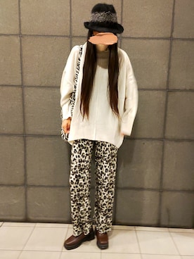 「OZOC（オゾック）のアイテム（帽子）」を使った、namilunaさん（レディース・166cm）の秋コーディネート
