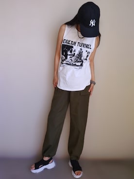 「スポサン」｜「アイテム（キャップ）」を使った、namilunaさん（レディース・166cm）の夏コーディネート