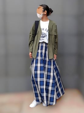 「アイテム（ノーカラージャケット）」を使った、namilunaさん（レディース・166cm）の春コーディネート