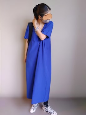 「ホワイトスニーカー」｜「アイテム（ワンピース/ドレス）」を使った、namilunaさん（レディース・166cm）の夏コーディネート