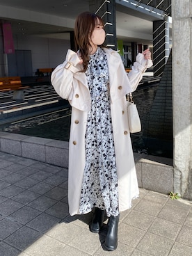 「nice claup」｜「アイテム（トレンチコート）」を使った、e r iさん（レディース・151cm）の冬コーディネート
