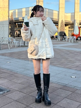 「nice claup」｜「アイテム（ダウンジャケット/コート）」を使った、e r iさん（レディース・151cm）の冬コーディネート