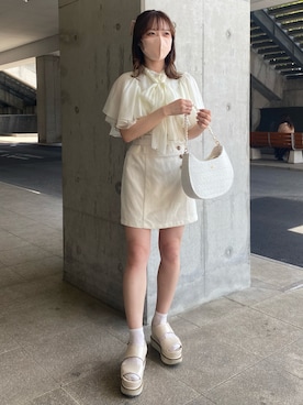 「ボウタイブラウス」｜e r iさん（レディース・151cm）の春コーディネート