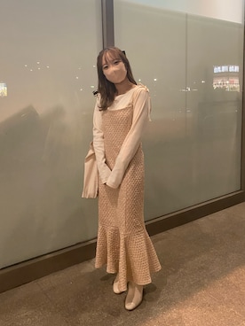 「one after another NICE CLAUP（ワンアフターアナザーナイスクラップ）のアイテム（ワンピース）」を使った、e r iさん（レディース・151cm）の秋コーディネート