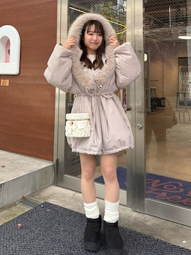 「nice claup」｜「アイテム（ダウンジャケット/コート）」を使った、e r iさん（レディース・151cm）の冬コーディネート