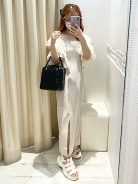 「one after another NICE CLAUP（ワンアフターアナザーナイスクラップ）のスニーカー底グルカサンダル（サンダル）」を使った、e r iさん（レディース・151cm）の夏コーディネート