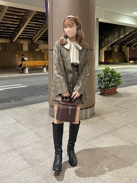 「アパレルスタッフ」｜「アイテム（ブーツ）」を使った、e r iさん（レディース・151cm）の秋コーディネート