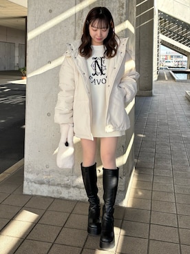「nice claup」｜「アイテム（ダウンジャケット/コート）」を使った、e r iさん（レディース・151cm）の冬コーディネート