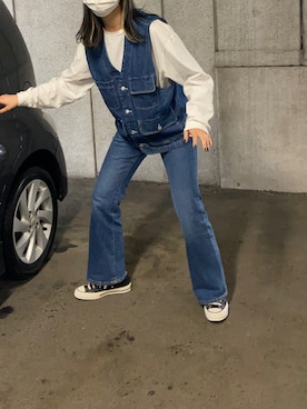 「H&M（エイチ・アンド・エム）のアイテム（ベスト）」を使った、Linaさん（レディース・168cm）の春コーディネート