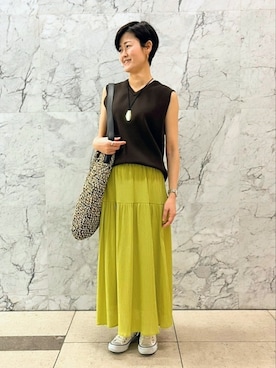 「ノースリーブニット」｜「アイテム（その他）」を使った、matsu_さん（レディース・161cm）の春コーディネート