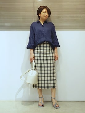 「ハイウエストスカート」｜「アイテム（その他）」を使った、mikiさん（レディース・164cm）の春コーディネート
