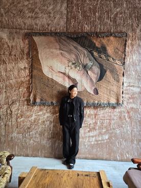 「韓国コーデ」｜「アイテム（ノーカラージャケット）」を使った、MYMさん（レディース・164cm）の冬コーディネート