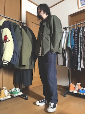 「ペインターパンツ」｜「アイテム（その他アウター）」を使った、Sさん（メンズ・175cm）の秋コーディネート