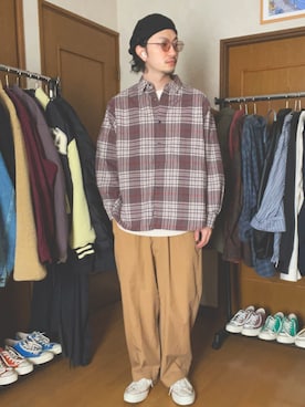 「ct70」｜「アイテム（ハンチング/ベレー帽）」を使った、Sさん（メンズ・175cm）の春コーディネート