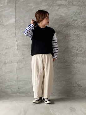 「UNIQLO（ユニクロ）のアイテム（ベスト、ブラック系）」を使った、shioriさん（レディース・149cm）の春コーディネート