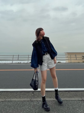 「海」｜「アイテム（ブーツ）」を使った、ももかさん（レディース・156cm）の春コーディネート