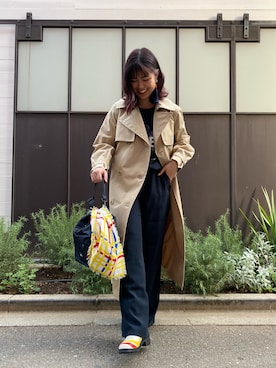 「AIGLE（エーグル）のアイテム（トレンチコート）」を使った、leoraさん（レディース・165cm）の春コーディネート