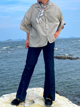 「Ellno Loset（エルノロゼット）のアイテム（バンダナ/スカーフ）」を使った、らーいさん（メンズ・172cm）の夏コーディネート