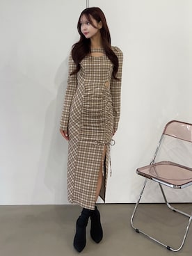 「チェック柄」｜奈緒さん（レディース・162cm）の秋コーディネート