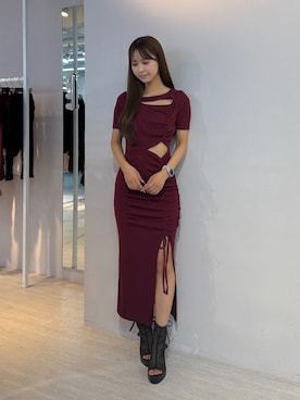 「EATME（イートミー）のBACKリボンシアーブーツサンダル（サンダル、ブラック系）」を使った、奈緒さん（レディース・162cm）の夏コーディネート