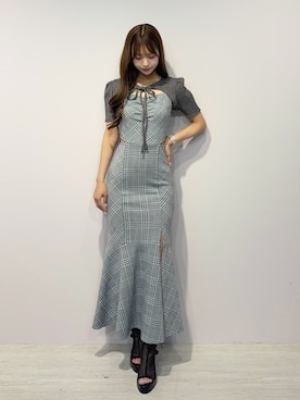 「EATME（イートミー）の2WAYセットチェックキャミワンピース（ワンピース、グレー系）」を使った、奈緒さん（レディース・162cm）の春コーディネート