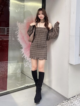 「ロングブーツ」｜奈緒さん（レディース・162cm）の秋コーディネート