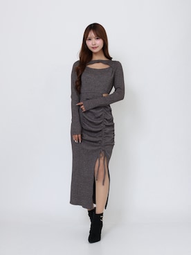 「EATME（イートミー）のEベルトショートブーツ（ブーツ、ブラック系）」を使った、奈緒さん（レディース・162cm）の秋コーディネート