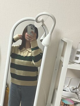 「SHEINのアイテム（ニット/セーター、グリーン系）」を使った、ちひろさん（レディース・160cm）の春コーディネート