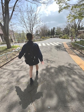 「GU（ジーユー）のアイテム（デニムジャケット、ブラック系）」を使った、ちひろさん（レディース・160cm）の春コーディネート