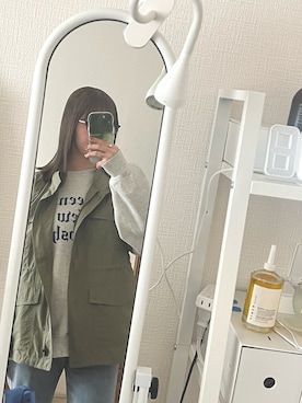 「WEGO（ウィゴー）のアイテム（スウェット、ホワイト系）」を使った、ちひろさん（レディース・160cm）の春コーディネート
