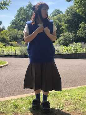 「アイテム（ニット/セーター）」を使った、yuukaさん（レディース・154cm）の夏コーディネート